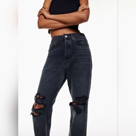 Agolde 90's Mid Rise Straight Leg Distressed Jeans In Vagabond Size 28 NWT - Picture 7 of 14